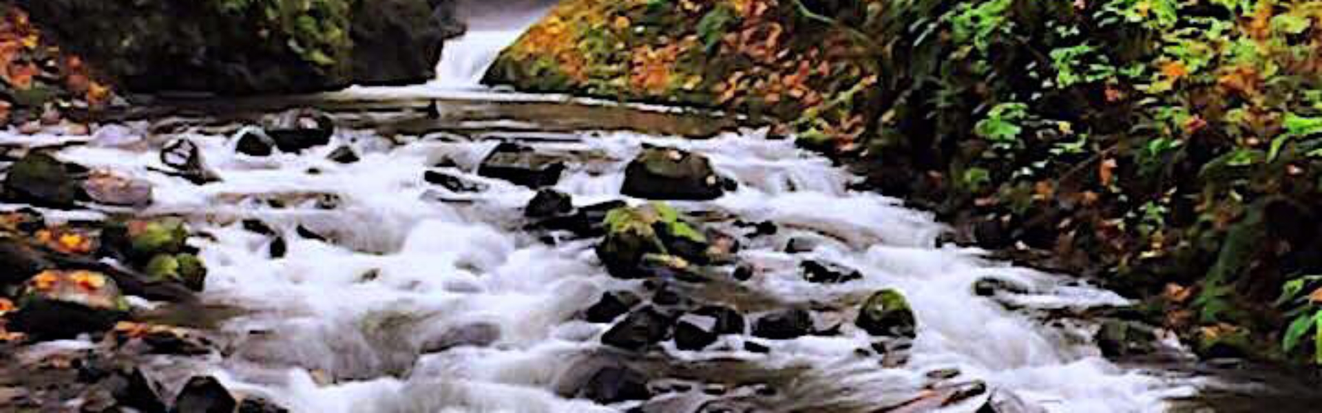 Gorge River with Waterfall